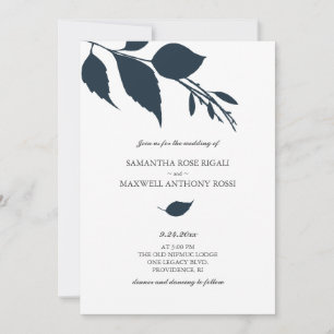 Faire-part de mariage Midnight Blue Leaf