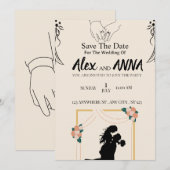 Faire-part de mariage mignon de style bohème (Devant / Derrière)