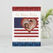 Faire-part de mariage militaire - Coeur du drapeau (Debout devant)