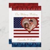 Faire-part de mariage militaire - Coeur du drapeau (Devant / Derrière)