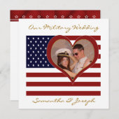 Faire-part de mariage militaire - Coeur du drapeau (Devant / Derrière)