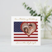 Faire-part de mariage militaire - Coeur du drapeau (Debout devant)