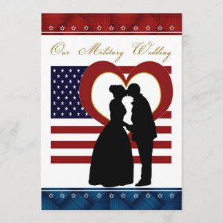 Faire-part de mariage militaire Coeur du drapeau s