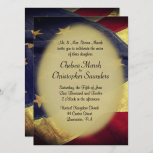 Faire-part de mariage militaire du drapeau américa