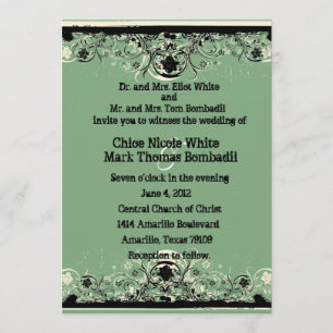 Faire-part de mariage minable vert noir de