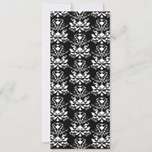 Faire-part de mariage mince en Damas noir et blanc (Dos)