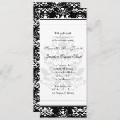 Faire-part de mariage mince en Damas noir et blanc (Devant / Derrière)