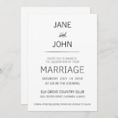 Faire-part de mariage minimal (Devant / Derrière)