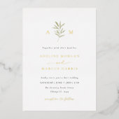 Faire-part de mariage Minimal Greenery Olive Branc (Recto)