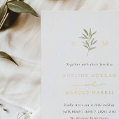 Faire-part de mariage Minimal Greenery Olive Branc