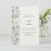 Faire-part de mariage Minimal Grey Ginkgo (Debout devant)