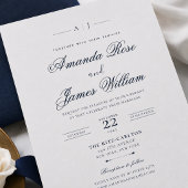 Faire-part de mariage minimal luxe Navy