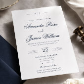 Faire-part de mariage minimal luxe Navy