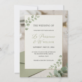 Faire-part de mariage minimal luxe vert sauge mode