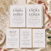 Faire-part de mariage minimal rose poussiéreux mod