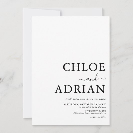 Faire-part de mariage minimal simple (Devant)