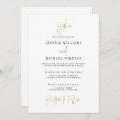 Faire-part de mariage minimale de typographie or (Devant / Derrière)