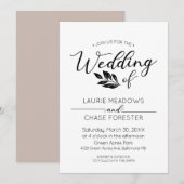 Faire-part de mariage minimale des branches (Devant / Derrière)