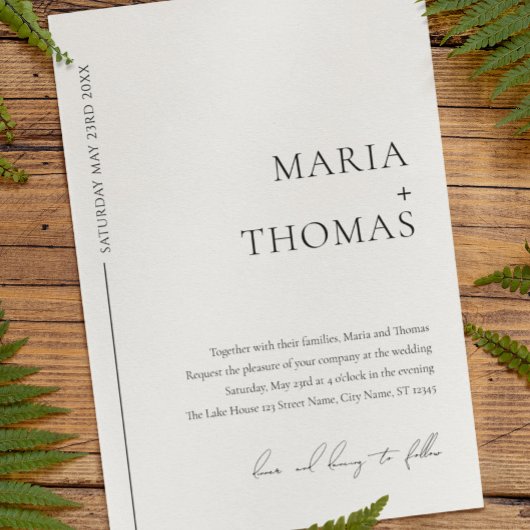 Faire-part de mariage minimale en noir et blanc