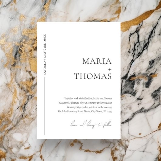 Faire-part de mariage minimale en noir et blanc