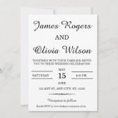 Faire-part de mariage minimale noir et blanc (Devant)