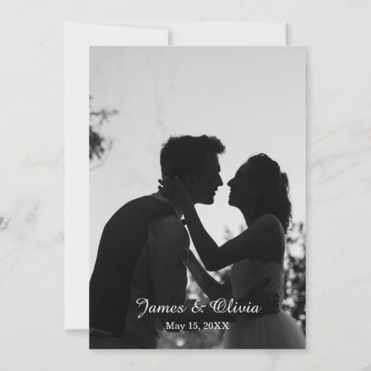 Faire-part de mariage minimale noir et blanc (Dos)