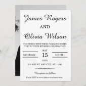 Faire-part de mariage minimale noir et blanc (Devant / Derrière)