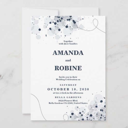 Faire-part de mariage minimale noir et blanc (Devant)