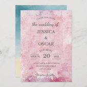 Faire-part de mariage minimale rose rustique (Devant / Derrière)