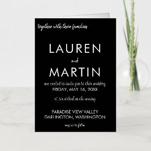 Faire-part de mariage minimale simple en noir et b