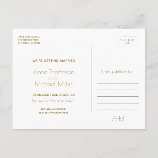 faire-part de mariage minimaliste (Dos)