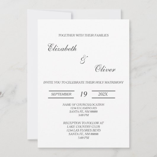 Faire-part de mariage minimaliste (Devant)