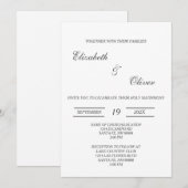Faire-part de mariage minimaliste (Devant / Derrière)