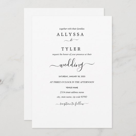 Faire-part de mariage minimaliste (Devant / Derrière)