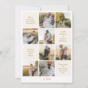Faire-part de mariage minimaliste 9 photos ivoire