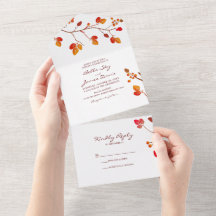 Faire-part de mariage minimaliste à feuilles d'aut