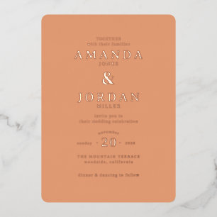 Faire-part de mariage minimaliste aux pêches chaud