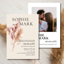 Faire-part de mariage minimaliste avec herbe de Pa