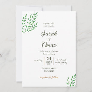 Faire-part de mariage minimaliste avec vigne verdo