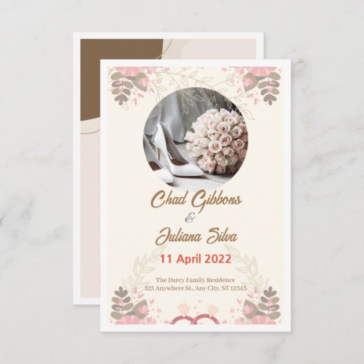 Faire-part de mariage minimaliste blanc (Devant / Derrière)