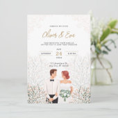 Faire-part de mariage minimaliste blanc (Debout devant)