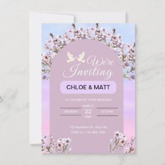 Faire-part de mariage minimaliste bleu et violet