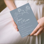 Faire-part de mariage minimaliste bleu foncé magno