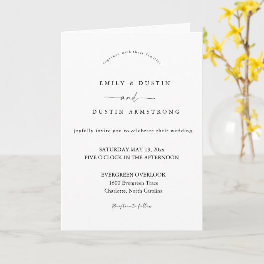 Faire-part de mariage minimaliste bohème (Fleur jaune)