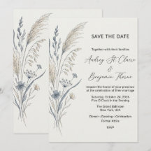 Faire-part de mariage minimaliste Bohème aux fleur