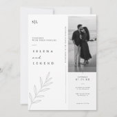 Faire-part de mariage minimaliste botanique. (Devant)