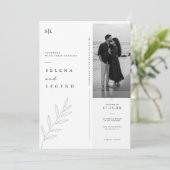 Faire-part de mariage minimaliste botanique. (Debout devant)