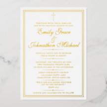 Faire-part de mariage minimaliste chrétien or foil