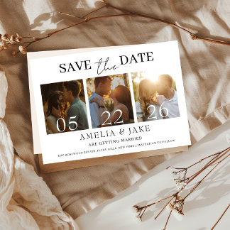 Faire-part de mariage minimaliste classique avec 3