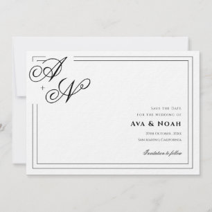 Faire-part de mariage minimaliste classique Monogr